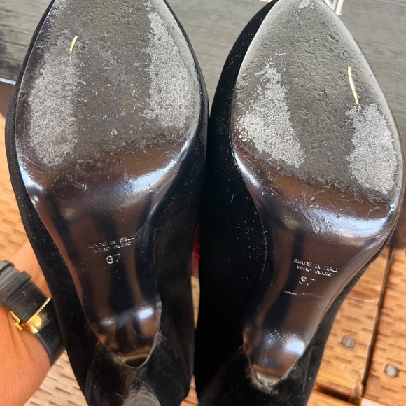 Giorgio Armani XGDN18 Black Velvet and Red Patent High Heel Shoes Size EU 37 - Picture 7 of 8